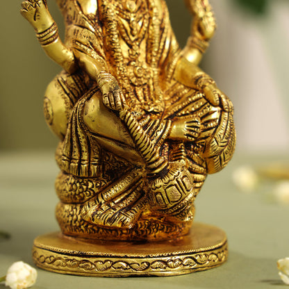 Brass Sitting Lord Vishnu Idol (7.6 Inch)