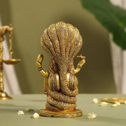 Brass Sitting Lord Vishnu Idol (7.6 Inch)