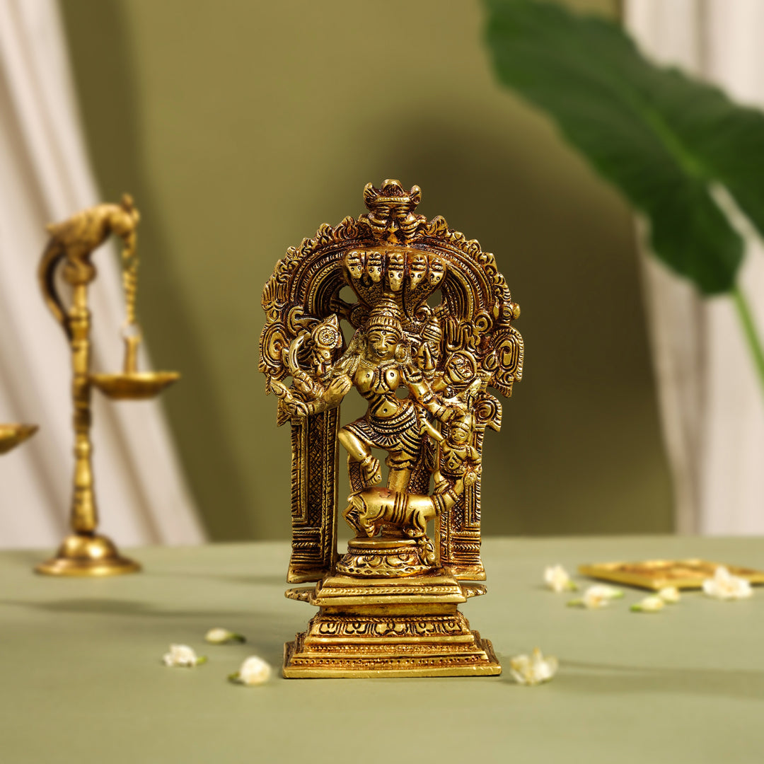 Brass Goddess Mahishasura Mardini Idol (8 Inch)