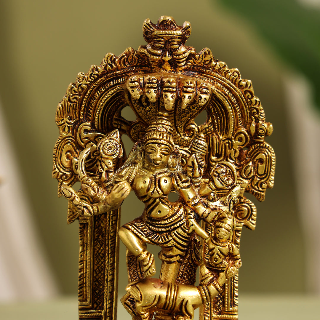Brass Goddess Mahishasura Mardini Idol (8 Inch)