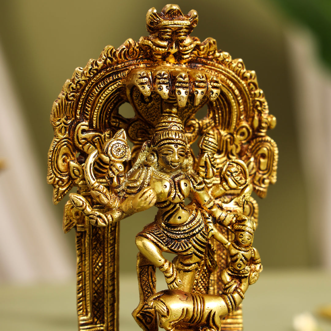 Brass Goddess Mahishasura Mardini Idol (8 Inch)