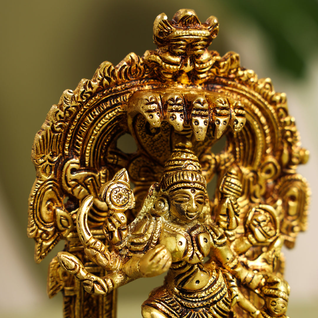 Brass Goddess Mahishasura Mardini Idol (8 Inch)