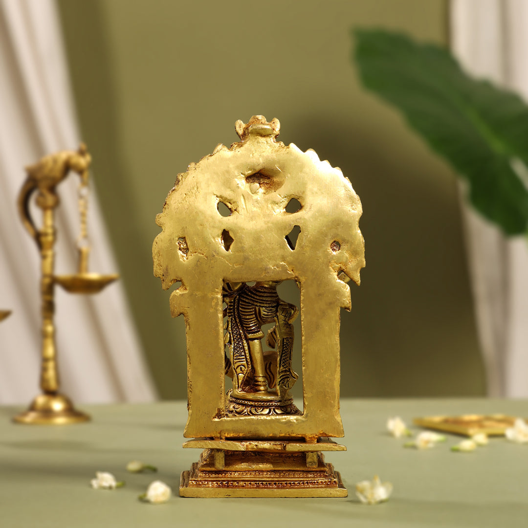 Brass Goddess Mahishasura Mardini Idol (8 Inch)