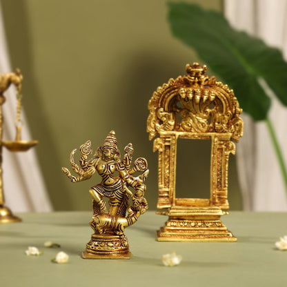 Brass Goddess Mahishasura Mardini Idol (8 Inch)