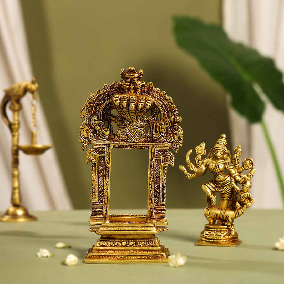 Brass Goddess Mahishasura Mardini Idol (8 Inch)