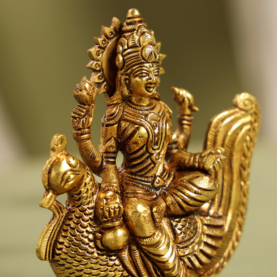 Brass Superfine Gayatri Devi Idol (4.5 Inch)