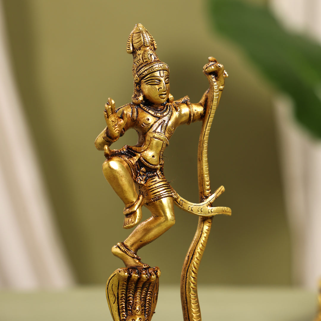 Brass Superfine Dancing Kalinga Krishna Statue (8.5 Inch)