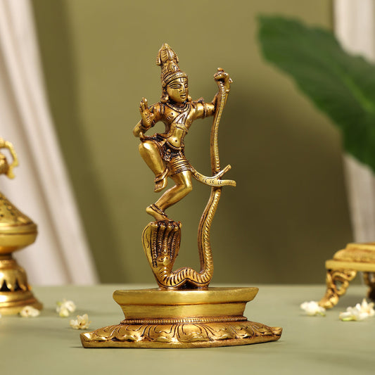 Brass Superfine Dancing Kalinga Krishna Statue (8.5 Inch)