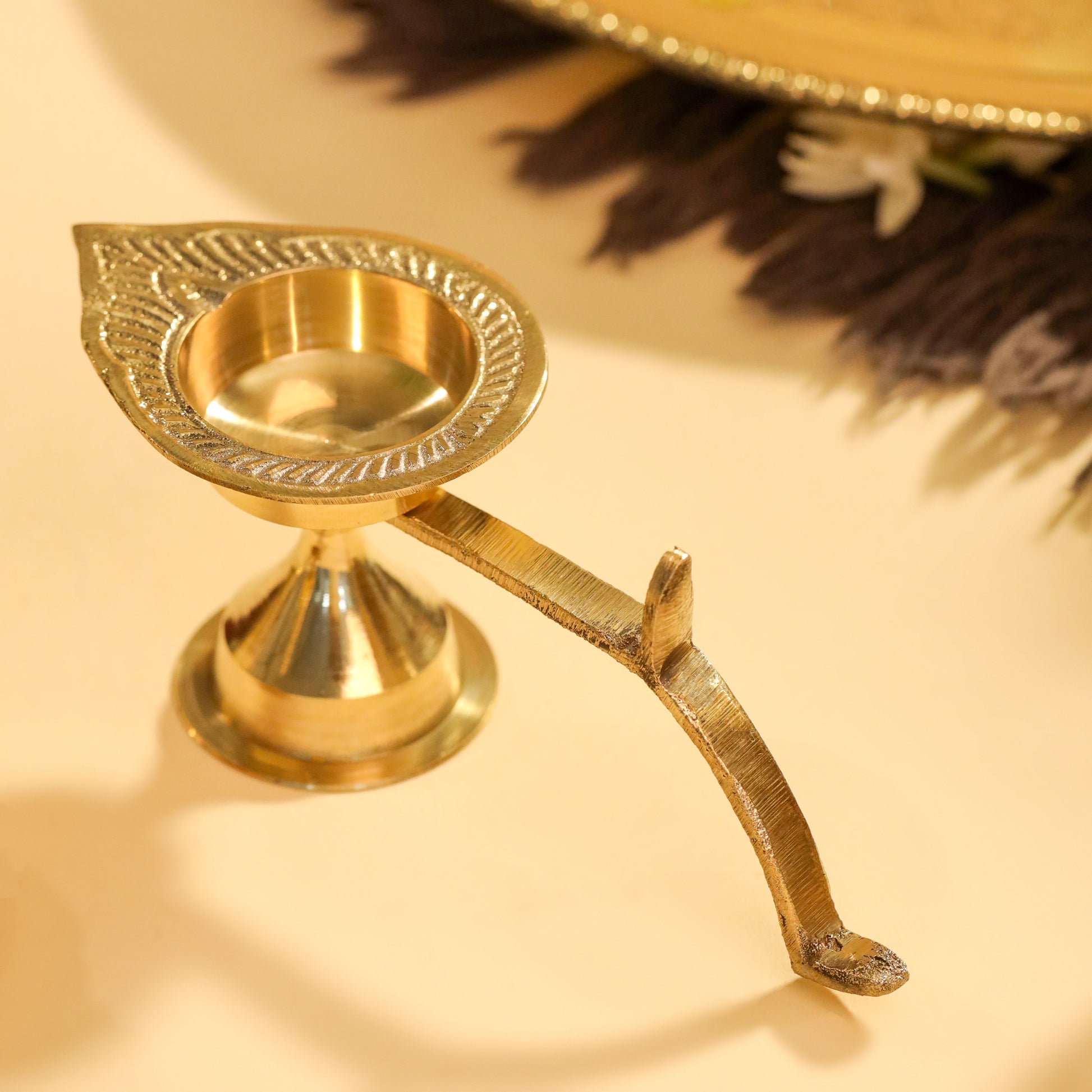 Brass Pooja Thali, Handbell, Agardan & Diya Gift Hamper