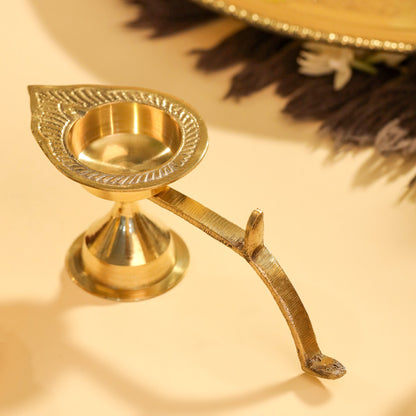 Brass Pooja Thali, Handbell, Agardan & Diya Gift Hamper