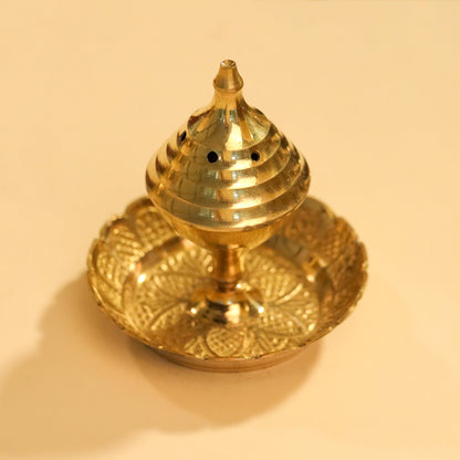 Brass Pooja Thali, Handbell, Agardan & Diya Gift Hamper