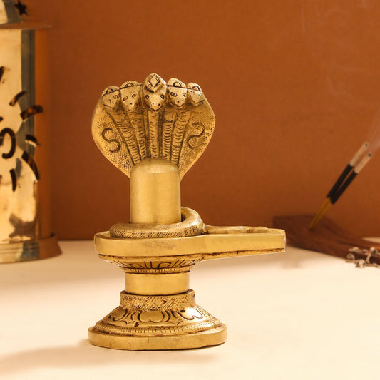 Brass Shivling/Shivlingam Idol (4.5 Inch)