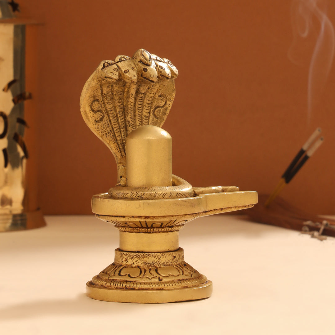 Brass Shivling/Shivlingam Idol (4.5 Inch)