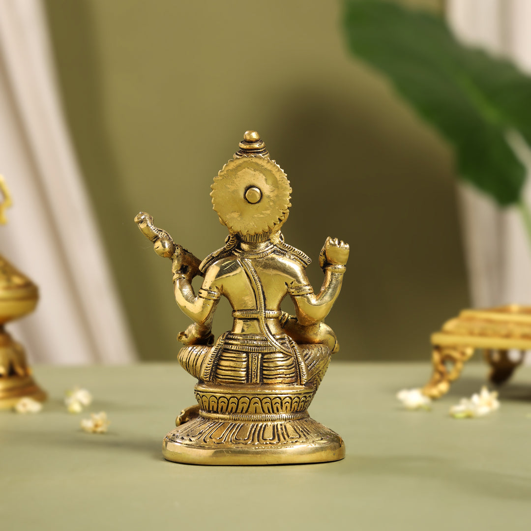 Brass Goddess Saraswati Idol (6.5 Inch)