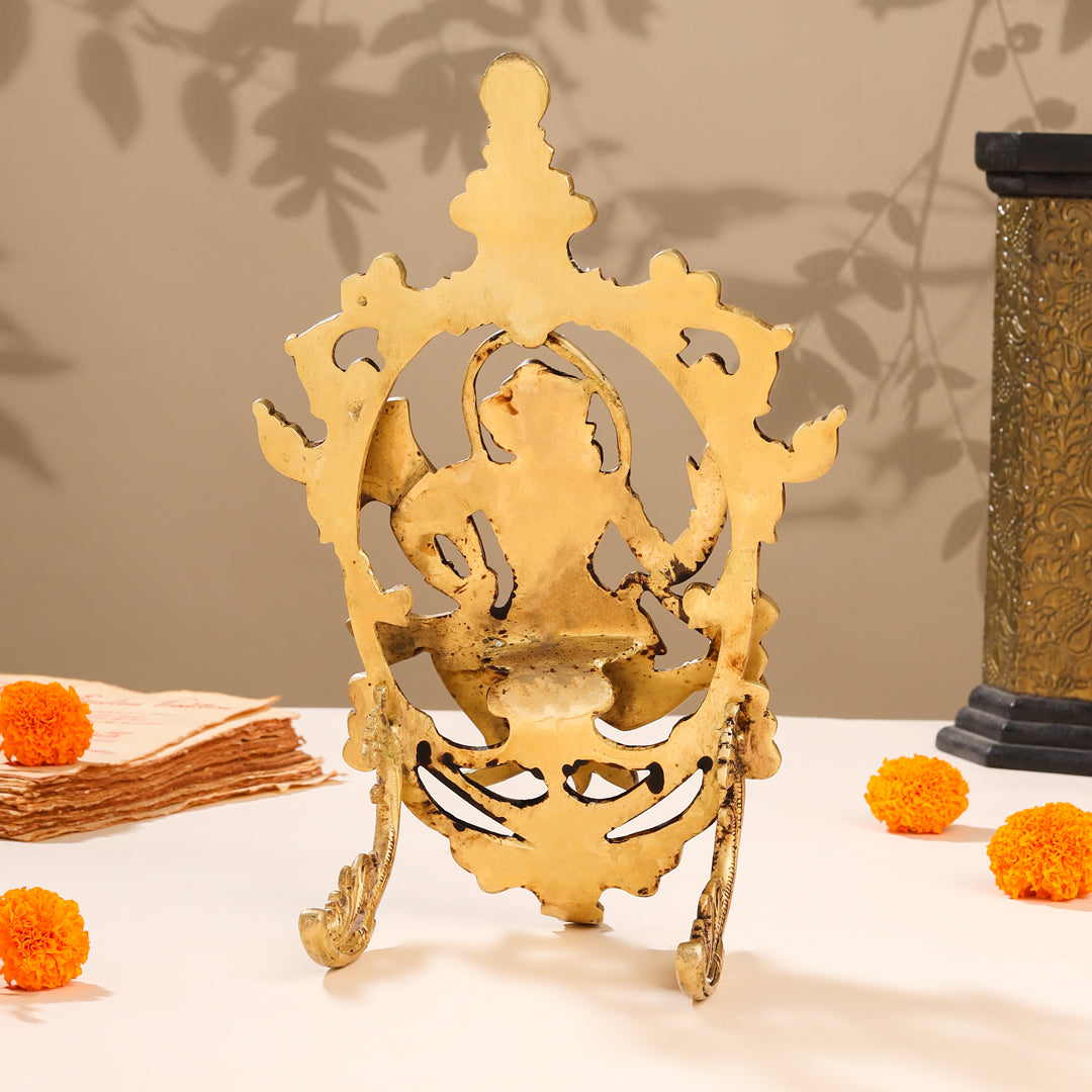 Brass Lord Hanuman Idol In Frame (12.5 Inch)