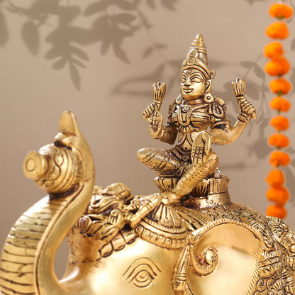 Brass Ashtalakshmi Elephant Statue (12 Inch)