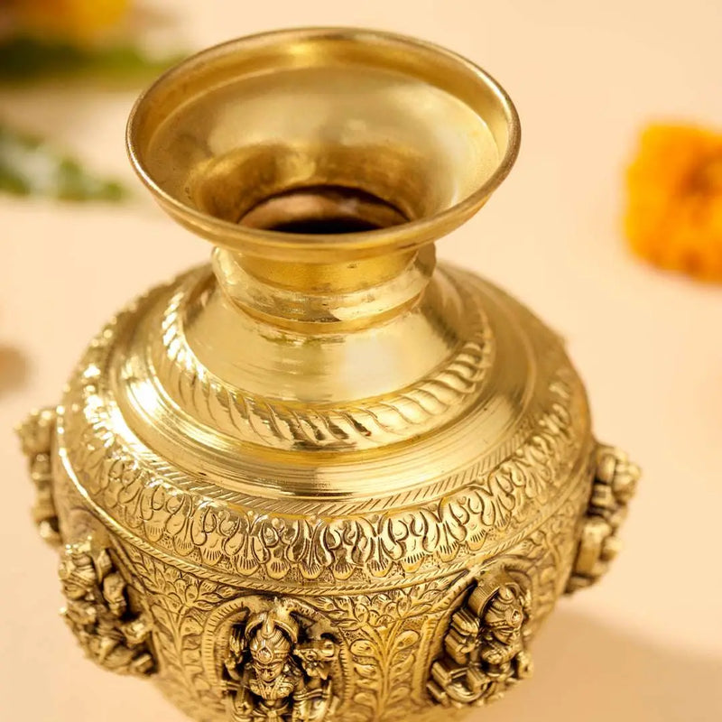 Brass Ashtalakshmi Kodam / Kalash (7.5 Inch)