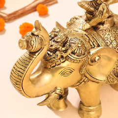 Brass Ashtalakshmi Elephant Statue (12 Inch)