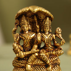 Brass Vishnu Lakshmi On Sheshnag Idol (4 Inch)