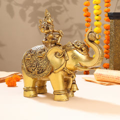 Brass Ashtalakshmi Elephant Statue (12 Inch)