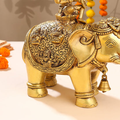 Brass Ashtalakshmi Elephant Statue (12 Inch)