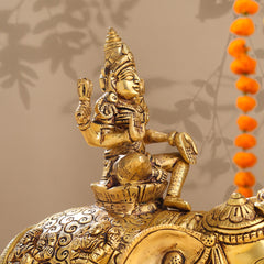 Brass Ashtalakshmi Elephant Statue (12 Inch)