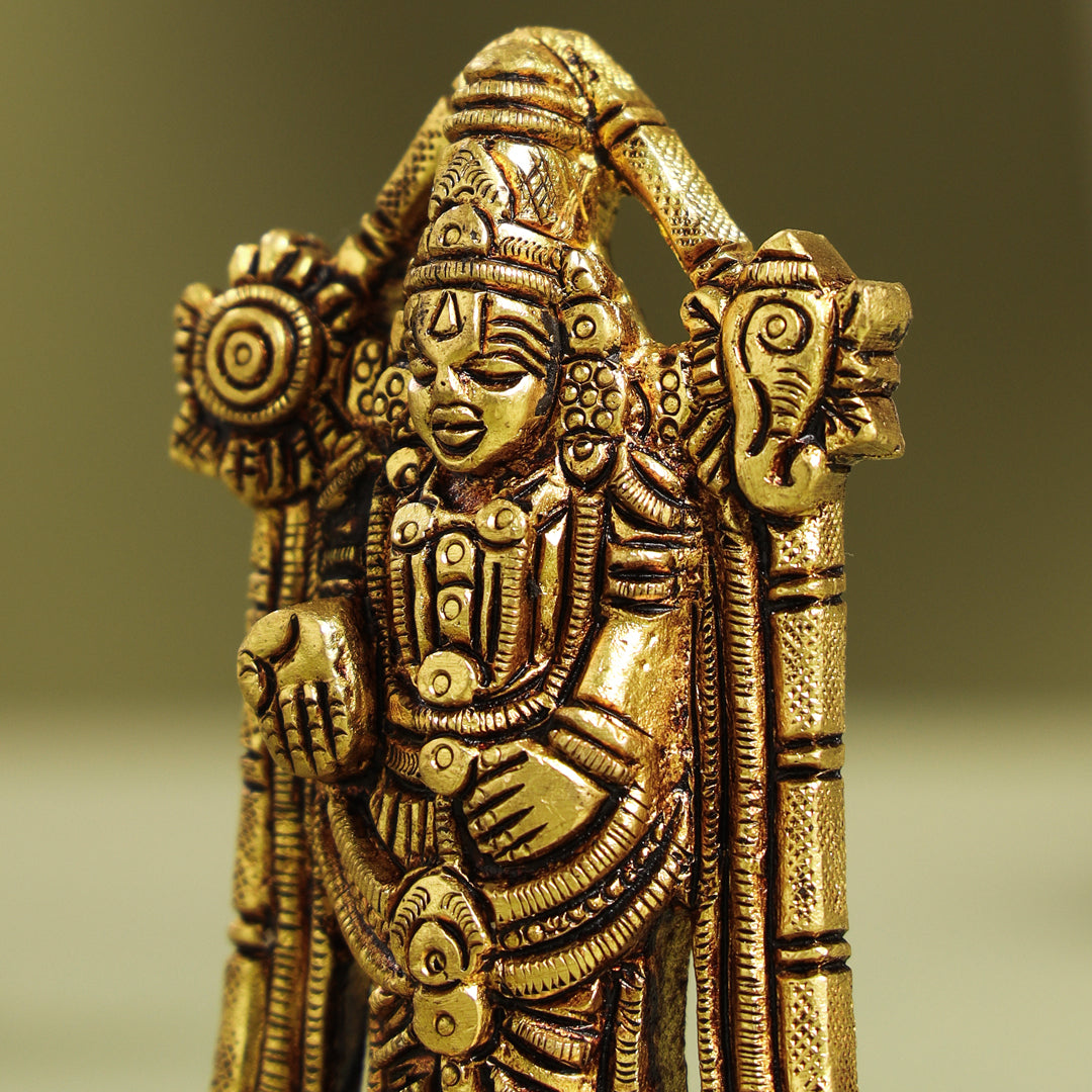 Brass Tirupati Balaji/Venkateshwar Idol (3.8 Inch)