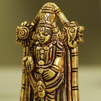 Brass Tirupati Balaji/Venkateshwar Idol (3.8 Inch)