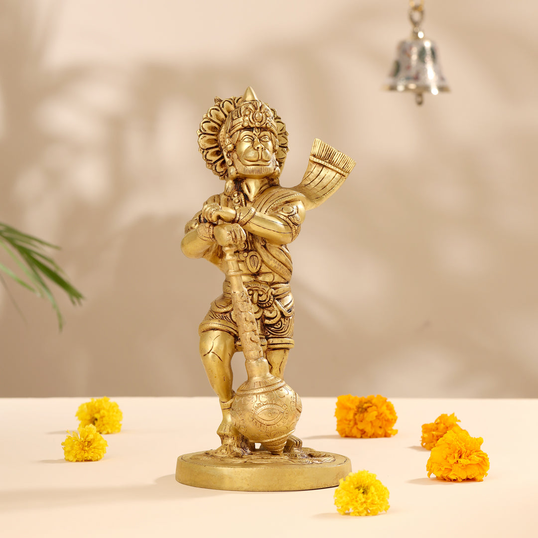 Brass Lord Hanuman Standing Idol (14 Inch)