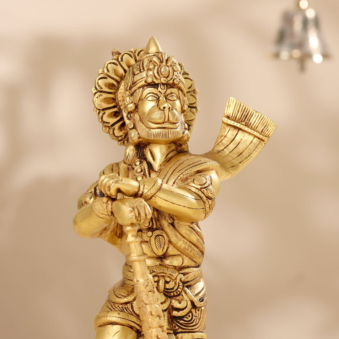 Brass Lord Hanuman Standing Idol (14 Inch)