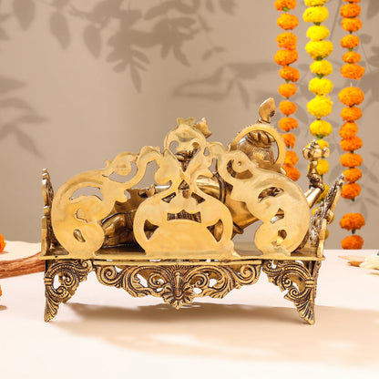 Brass Superfine Ganesha Resting On Couch (9 Inch)