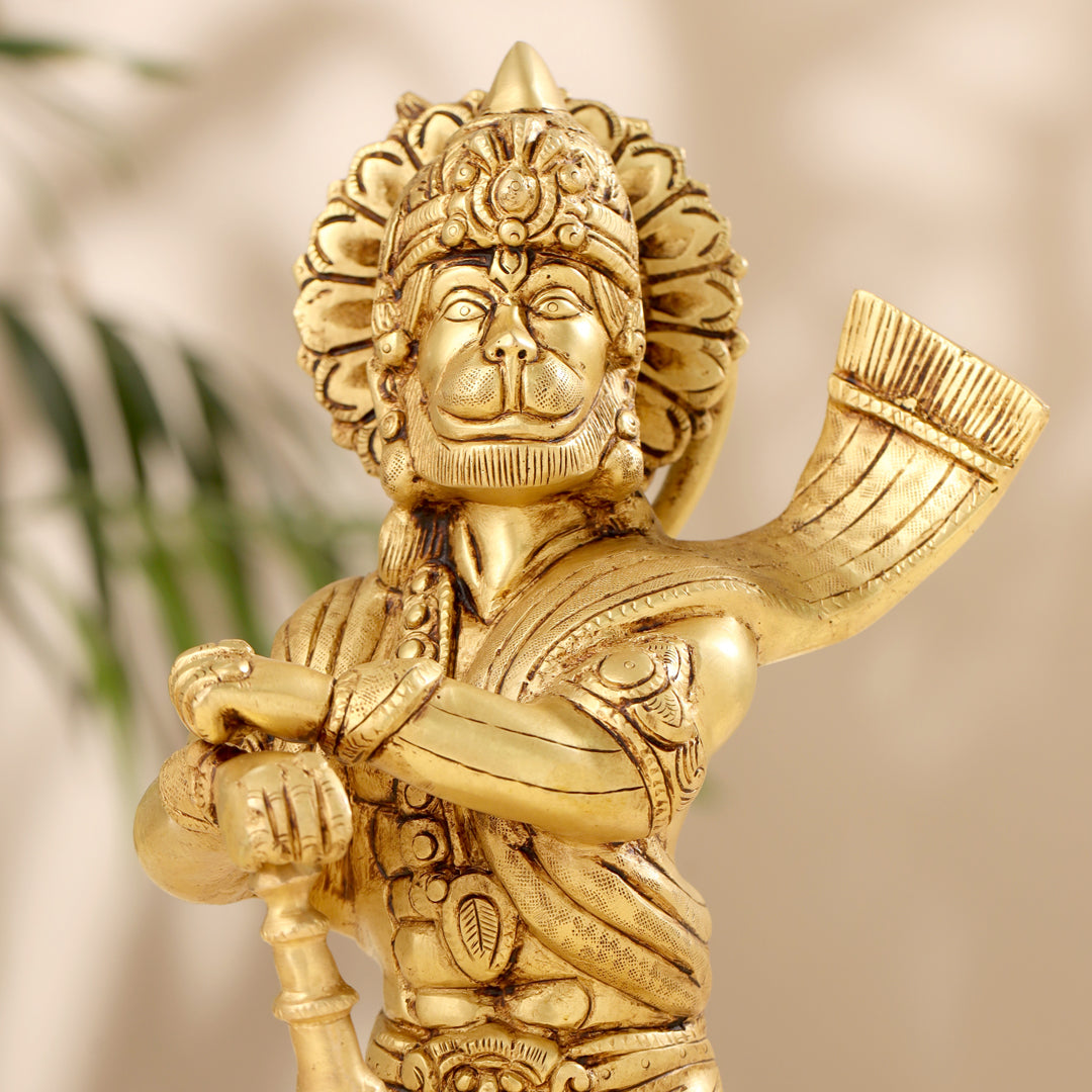 Brass Lord Hanuman Standing Idol (14 Inch)