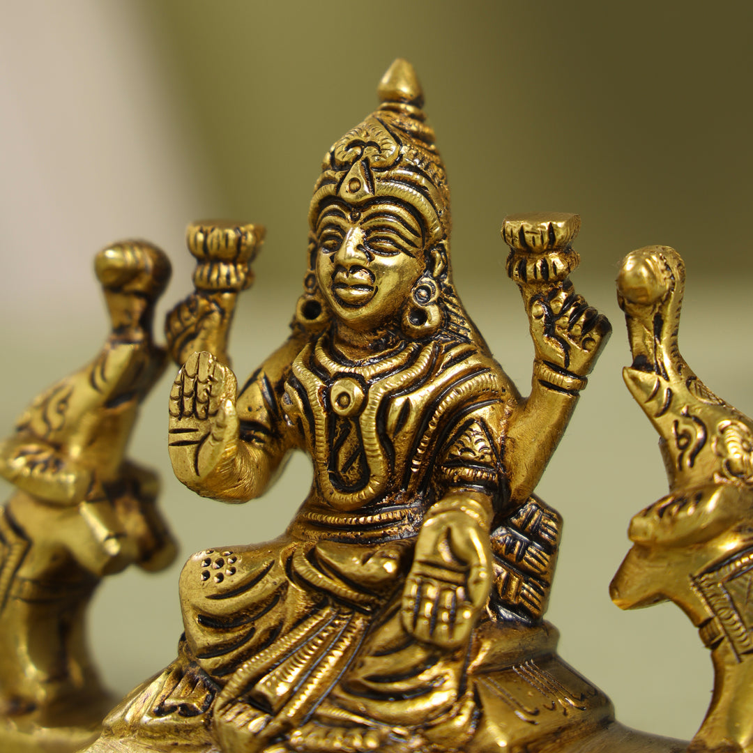 Brass Superfine Goddess Gaja Lakshmi Idol (3 Inch)