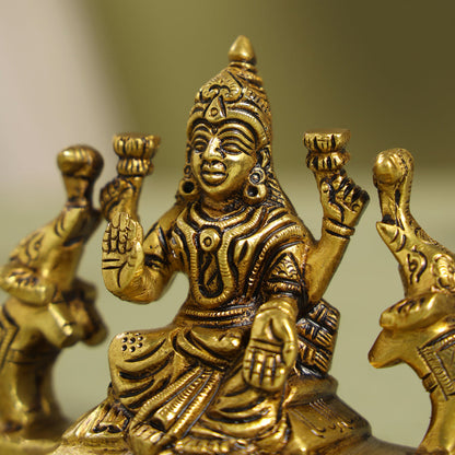 Brass Superfine Goddess Gaja Lakshmi Idol (3 Inch)