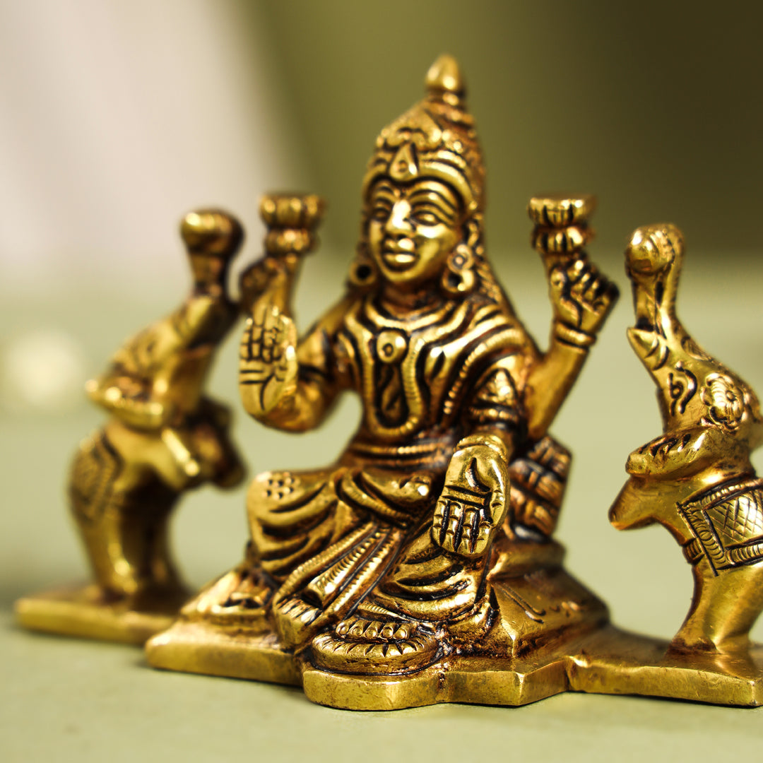 Brass Superfine Goddess Gaja Lakshmi Idol (3 Inch)
