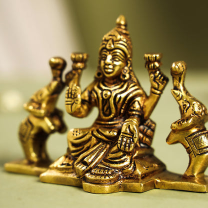 Brass Superfine Goddess Gaja Lakshmi Idol (3 Inch)