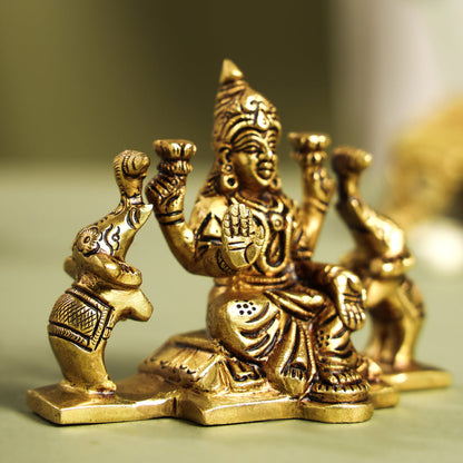 Brass Superfine Goddess Gaja Lakshmi Idol (3 Inch)