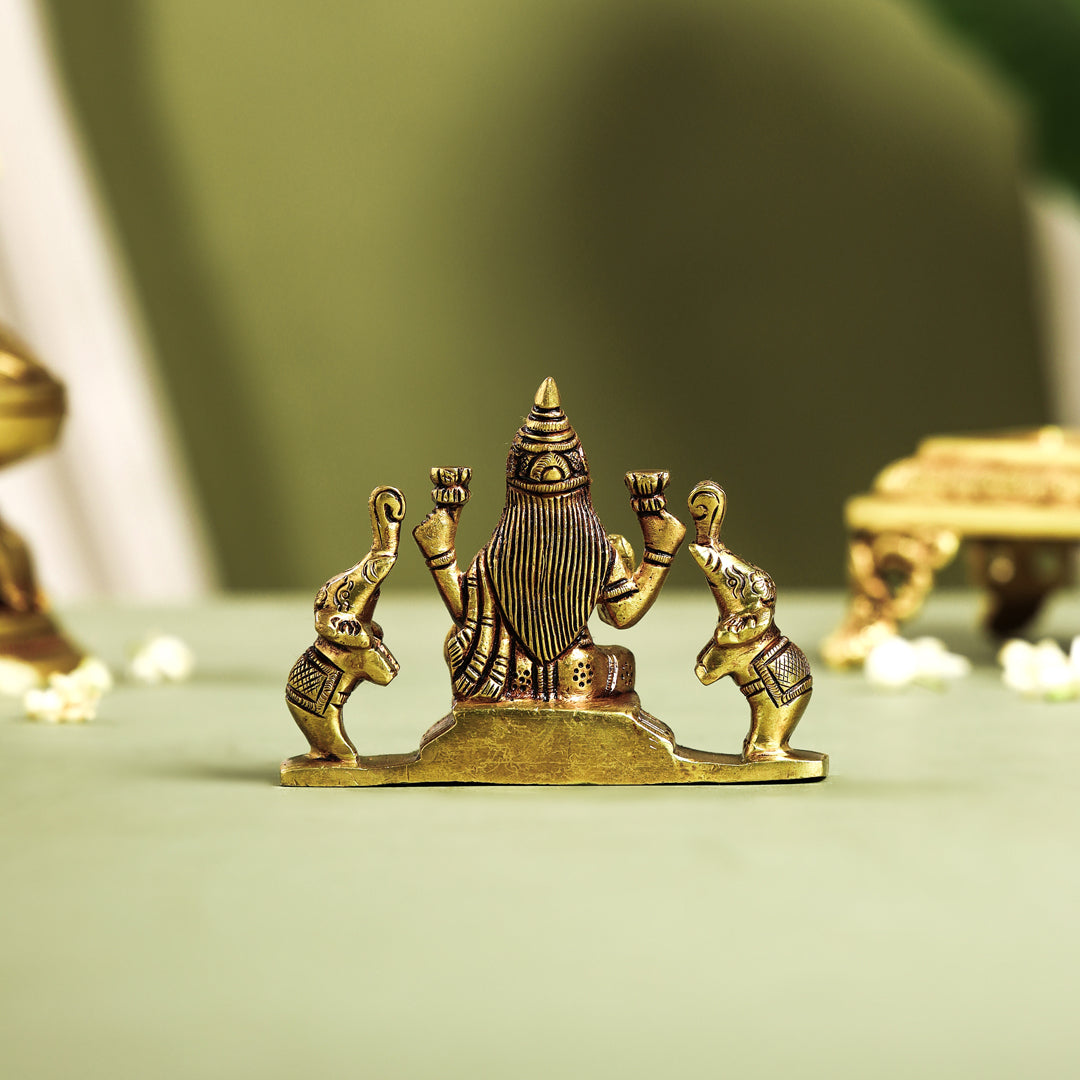 Brass Superfine Goddess Gaja Lakshmi Idol (3 Inch)