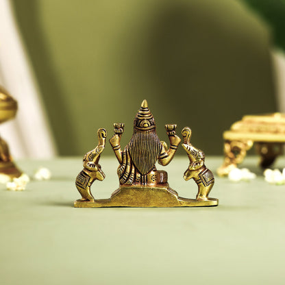 Brass Superfine Goddess Gaja Lakshmi Idol (3 Inch)
