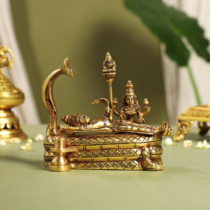 Brass Superfine Vishnu With Lakshmi On Sheshnaag Statue (5.2 Inch)