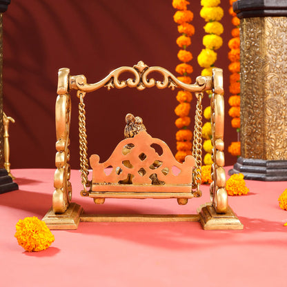 Brass Superfine Laddu Gopal On Swing/Jhula (7.5 Inch)