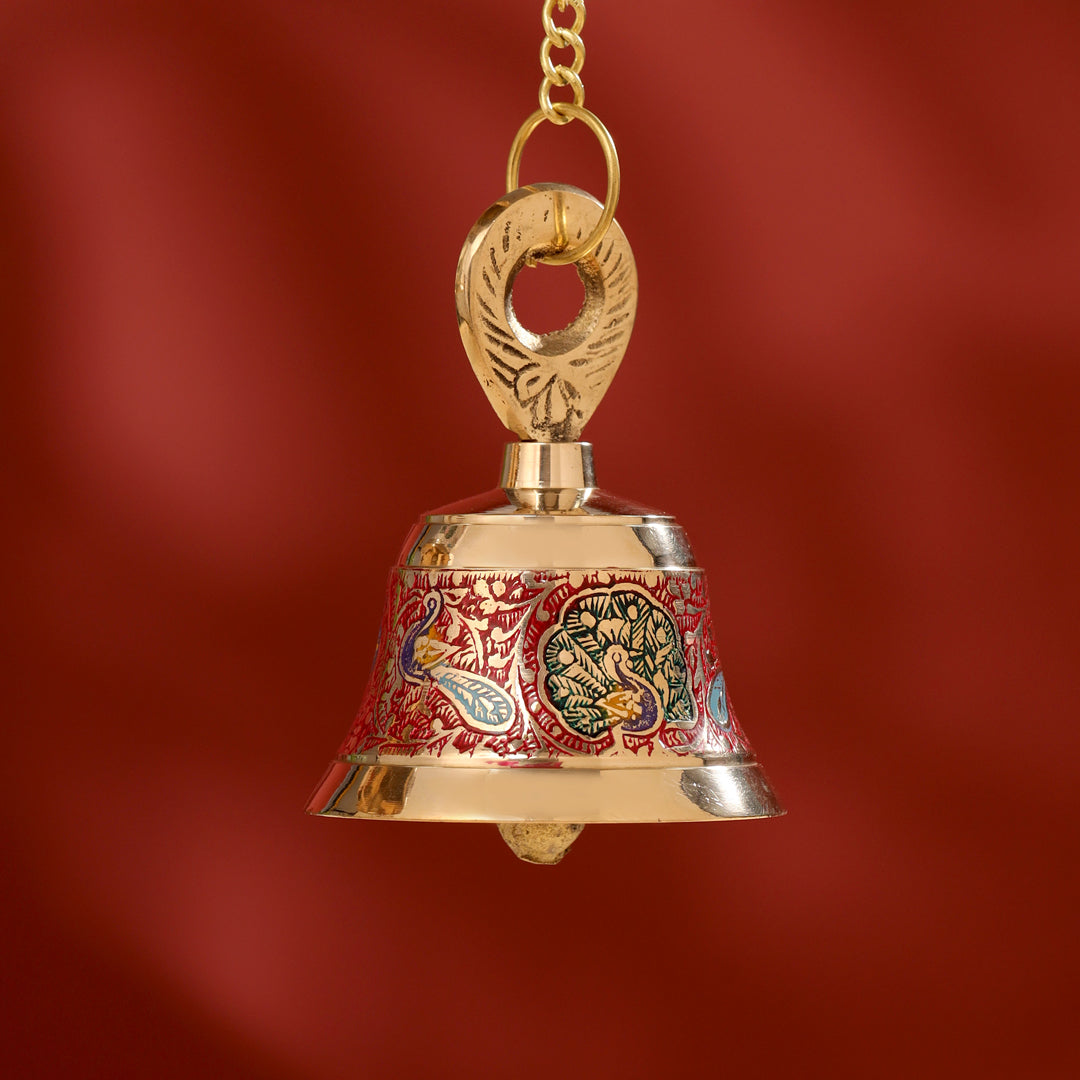 Brass Wall Hanging Meenakari Temple Bell