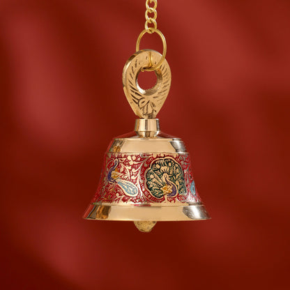 Brass Wall Hanging Meenakari Temple Bell