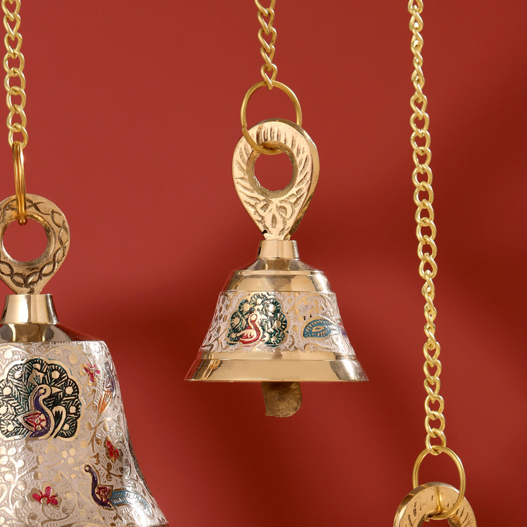 Brass Wall Hanging Meenakari Temple Bell