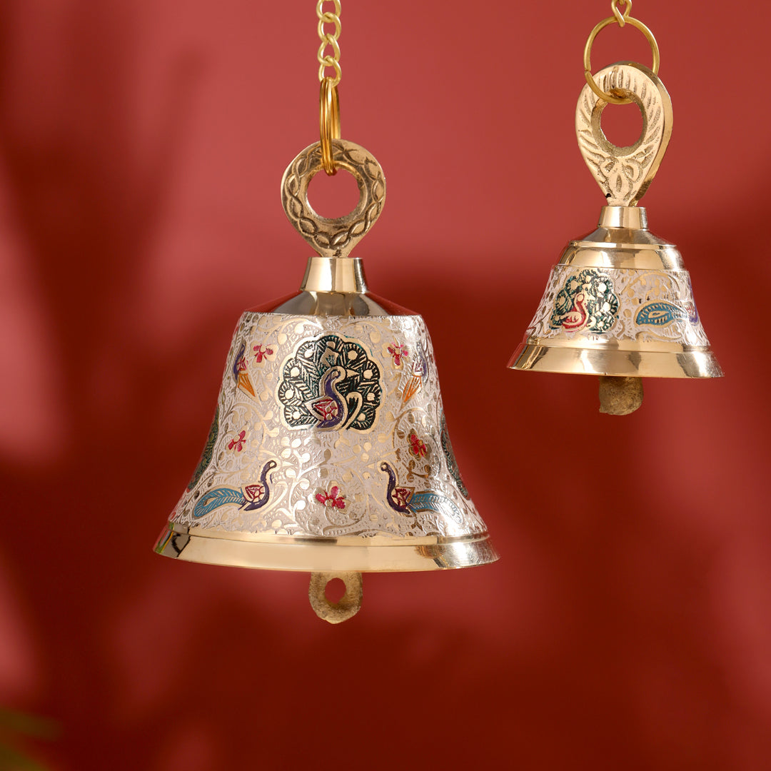 Brass Wall Hanging Meenakari Temple Bell