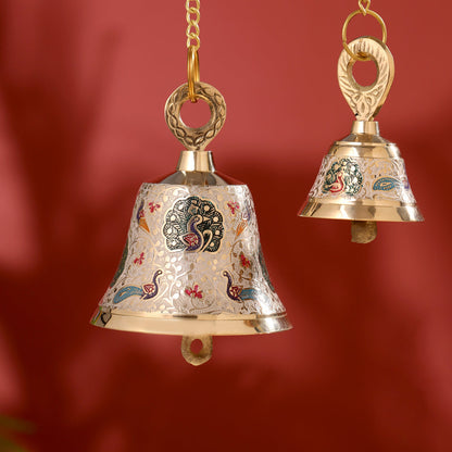 Brass Wall Hanging Meenakari Temple Bell