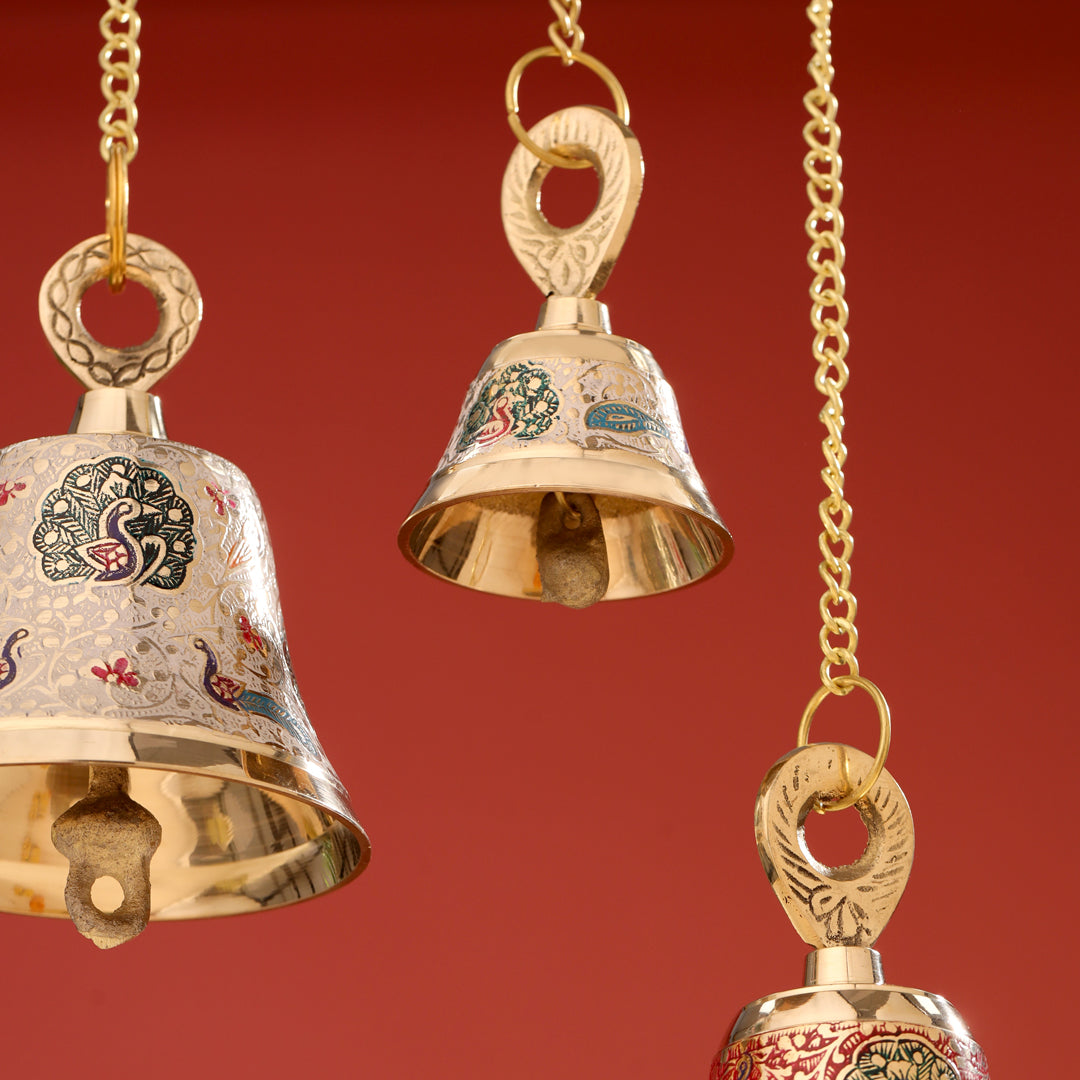 Brass Wall Hanging Meenakari Temple Bell