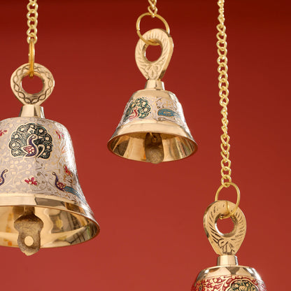 Brass Wall Hanging Meenakari Temple Bell