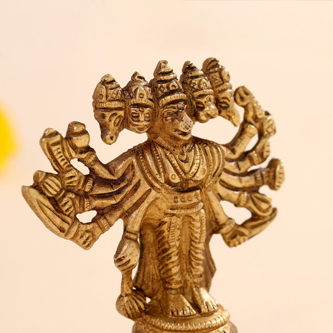 Brass Panchmukhi Hanuman Idol (4 Inch)