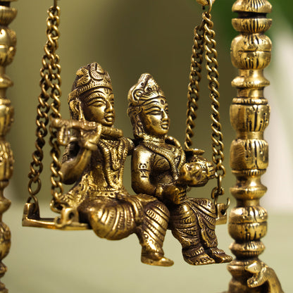 Brass Radha Krishna On Swing/Jhula (6 Inch)